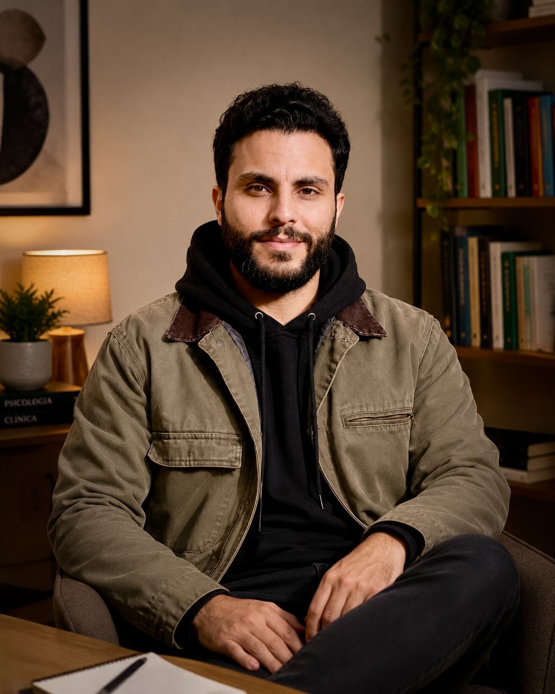 Gabriel Gomes, psicólogo, em seu escritório